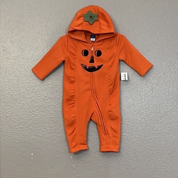 Old Navy Unisex Matching Jack-O'-Lantern One-Piece Costume for Toddler & Baby - Picture 2 of 7